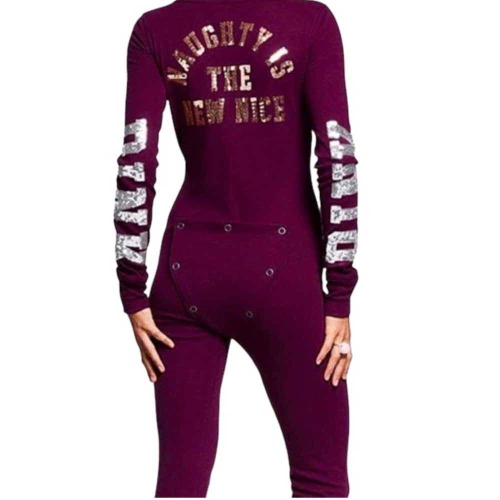 Rare VS Pink Bling Sequin Holiday Onsie Naughty - Picture 4 of 16